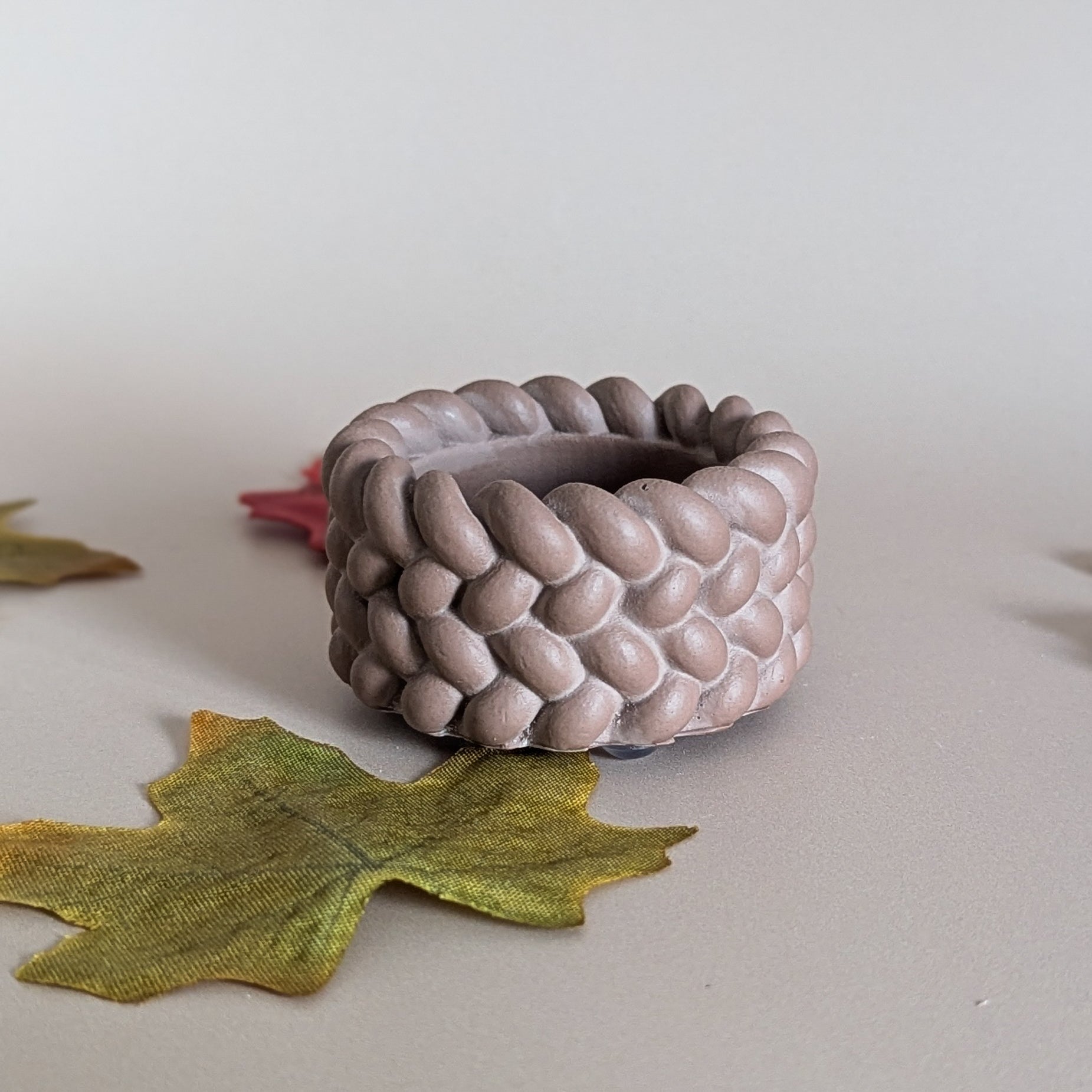 cableknit tealight candle holders