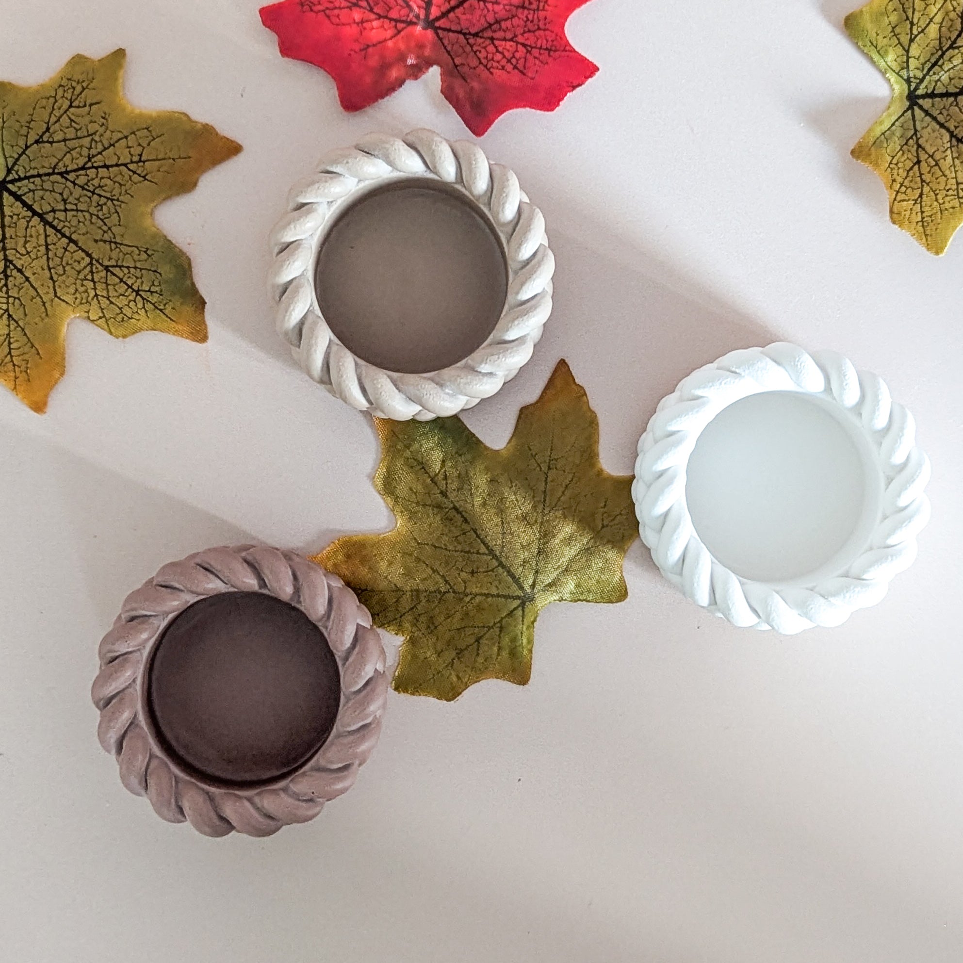 cableknit tealight candle holders